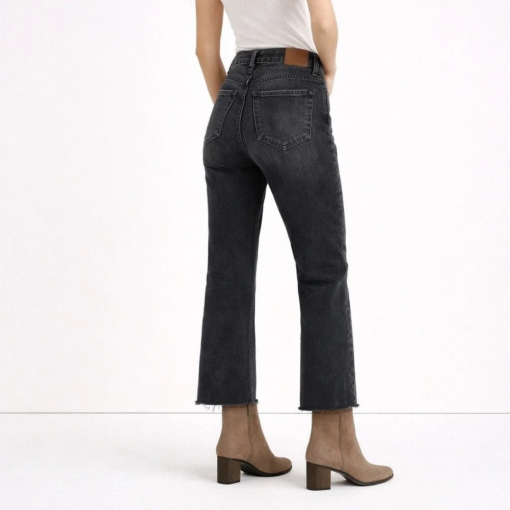 MADEWELL Cali Demi-Boot Jeans Womens 27 Cropped High Rise Frayed Grunge Charcoal